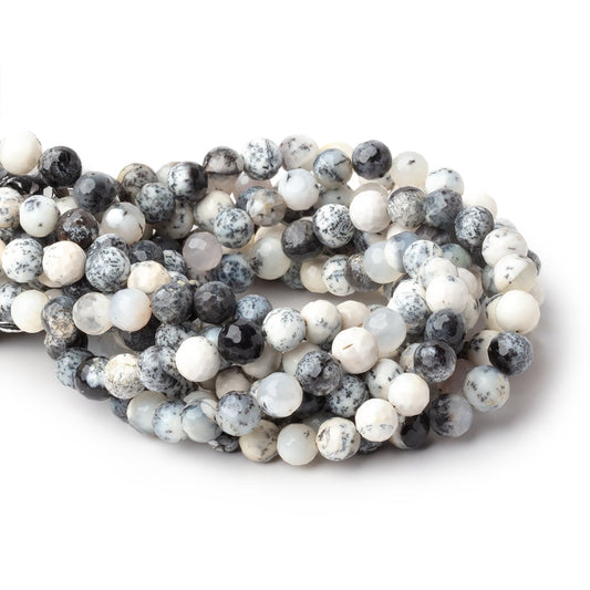 6-7mm Dendritic Opal Faceted Round Beads 8 inch 29 pieces