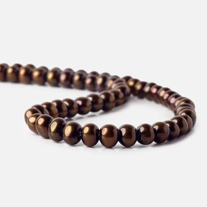 6-7mm Golden Brown Large Hole Off Round Pearl 2.5mm drill hole, 15 inch, 72 pieces