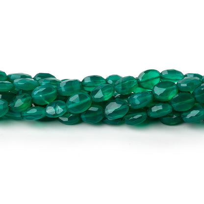 6-7mm Green Chalcedony Faceted Oval Beads 12.5 inch 43 pieces