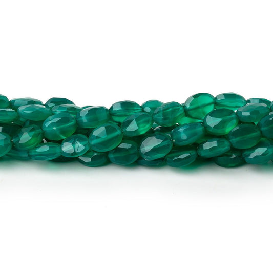 6-7mm Green Chalcedony Faceted Oval Beads 12.5 inch 43 pieces