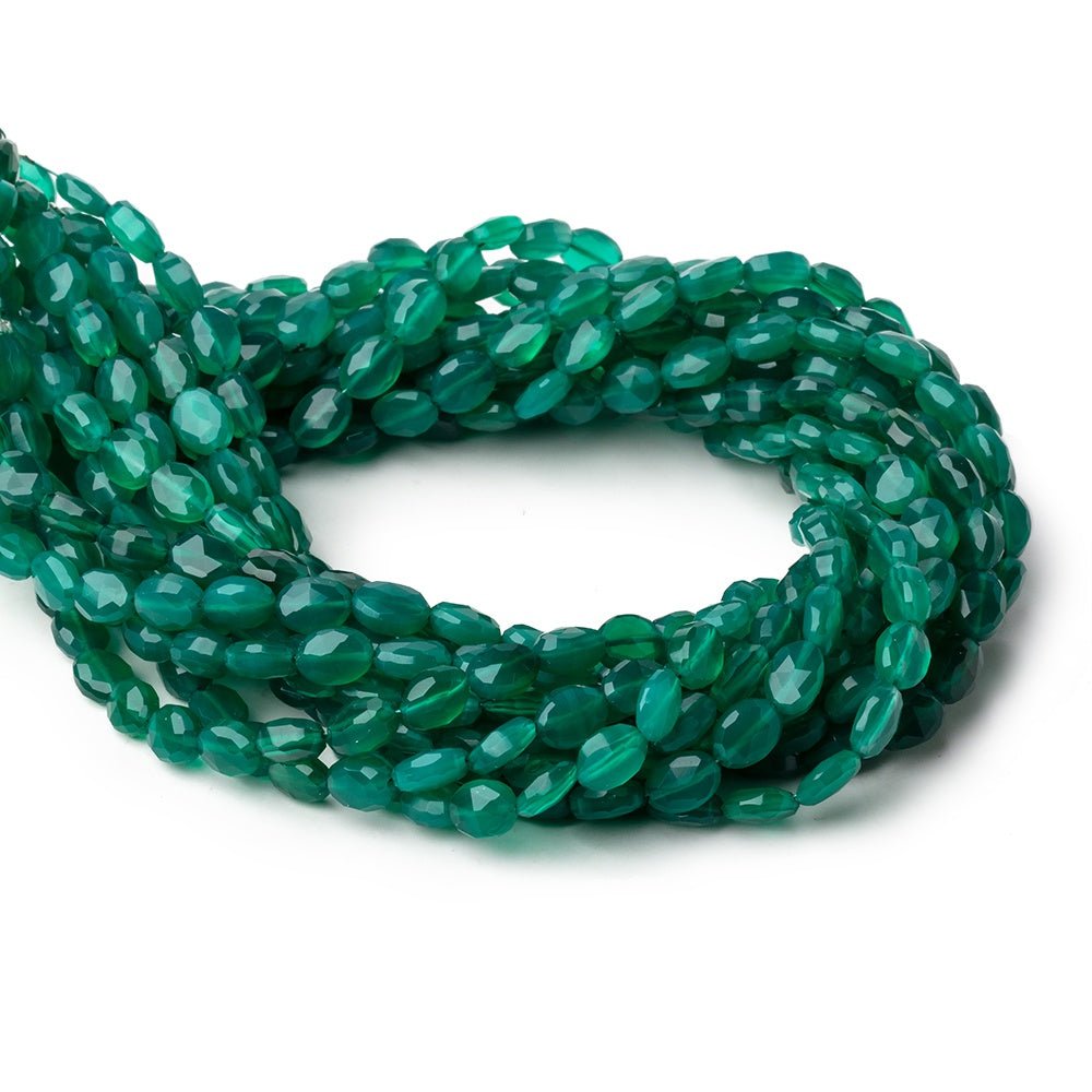 6-7mm Green Chalcedony Faceted Oval Beads 12.5 inch 43 pieces