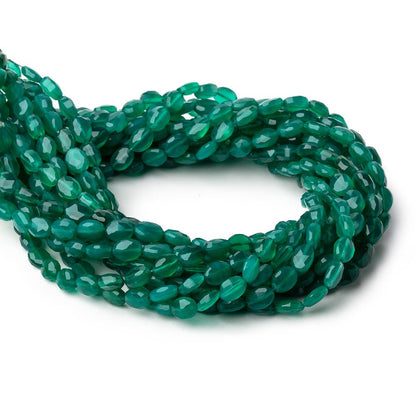 6-7mm Green Chalcedony Faceted Oval Beads 12.5 inch 43 pieces
