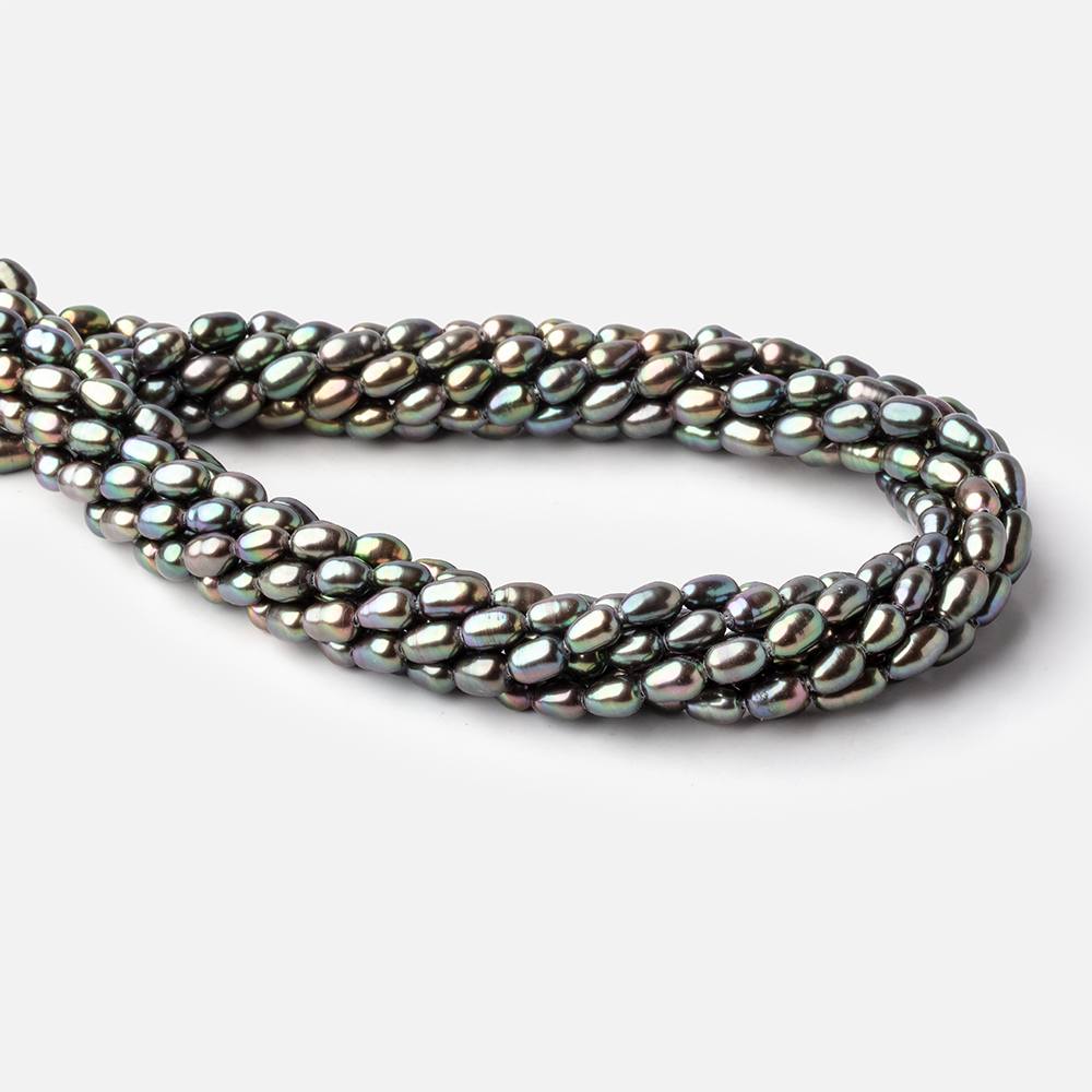 6-7mm Green Peacock Oval Freshwater Pearls 15.5 inch 53 pieces