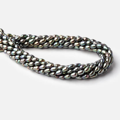 6-7mm Green Peacock Oval Freshwater Pearls 15.5 inch 53 pieces