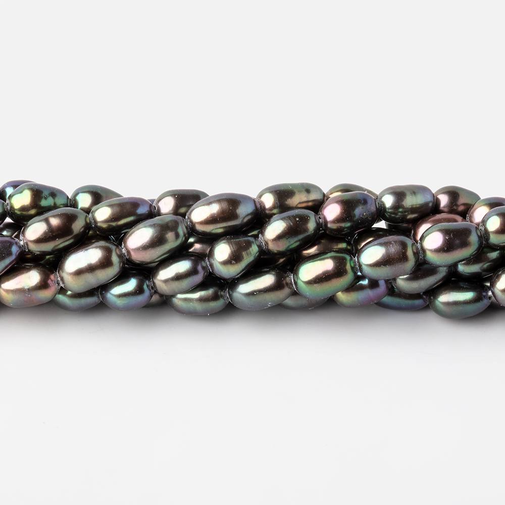 6-7mm Green Peacock Oval Freshwater Pearls 15.5 inch 53 pieces