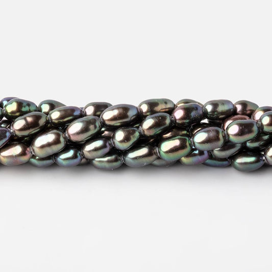 6-7mm Green Peacock Oval Freshwater Pearls 15.5 inch 53 pieces