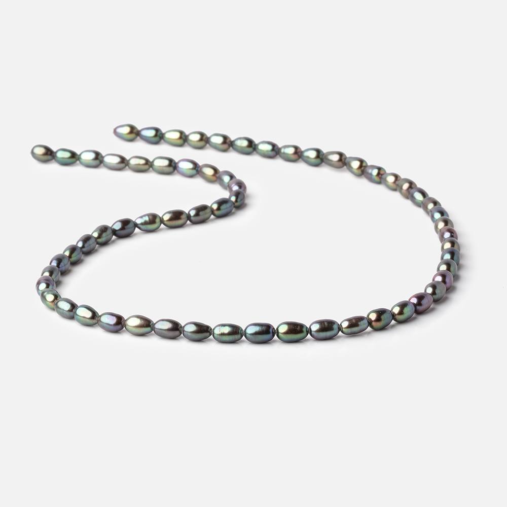 6-7mm Green Peacock Oval Freshwater Pearls 15.5 inch 53 pieces