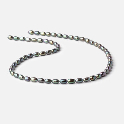 6-7mm Green Peacock Oval Freshwater Pearls 15.5 inch 53 pieces