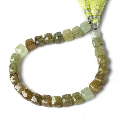 7.5mm Grossular Garnet Faceted Cube Beads 8 inch 28beads