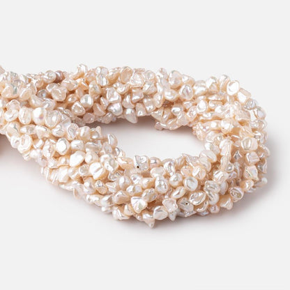 6-7mm Light Peach Side Drilled Keshi Freshwater Pearls 15.5 inch 70 pieces