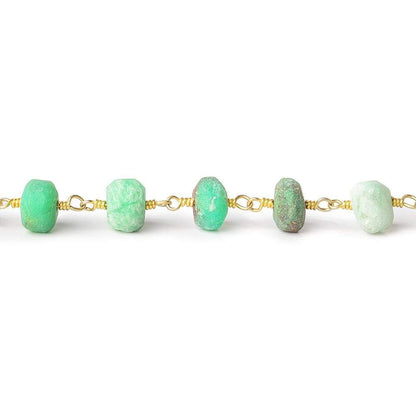 6-7mm Matte Chrysoprase rondelle Gold Chain sold by the foot 26 pieces