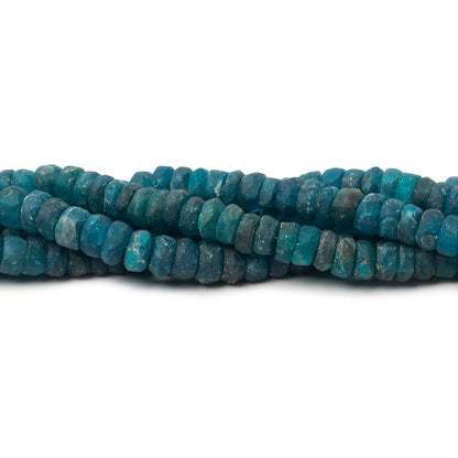 6-7mm Matte Neon Apatite 1mm drill hole faceted rondelle beads 8 inch 58 pcs