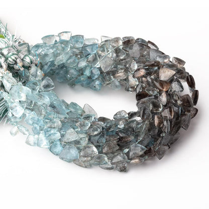 6-7mm Moss Aquamarine Top Drilled Faceted Triangle Beads 7 inch 57 pieces