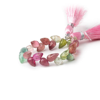 6-7mm Multi Color Tourmaline Shoulder Drill Tear Drop 4 inch 24 Beads AA
