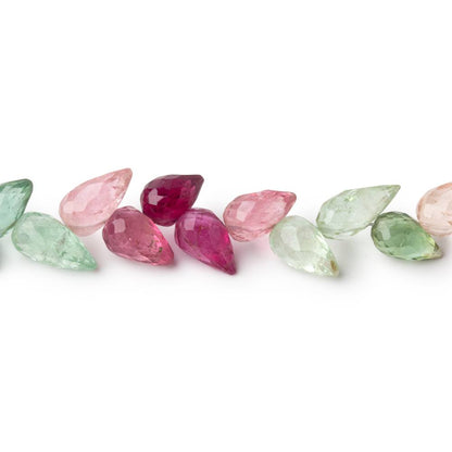 6-7mm Multi Color Tourmaline Shoulder Drill Tear Drop 4 inch 24 Beads AA