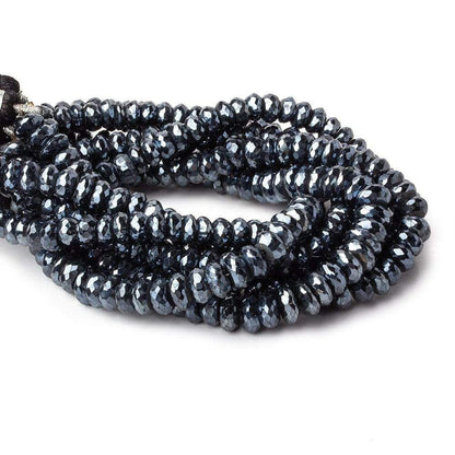 6-7mm Mystic Black Spinel Faceted Rondelle Beads 7.5 inch 56 pieces AAA