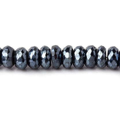 6-7mm Mystic Black Spinel Faceted Rondelle Beads 7.5 inch 56 pieces AAA