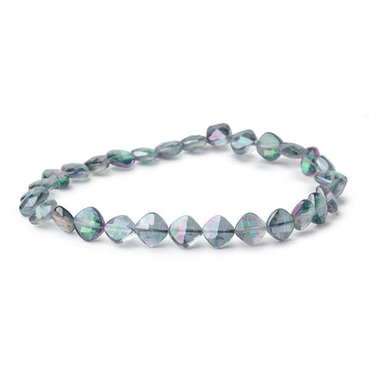 6-7mm Mystic White Topaz Faceted Pillow Beads 9 inch 30 pieces