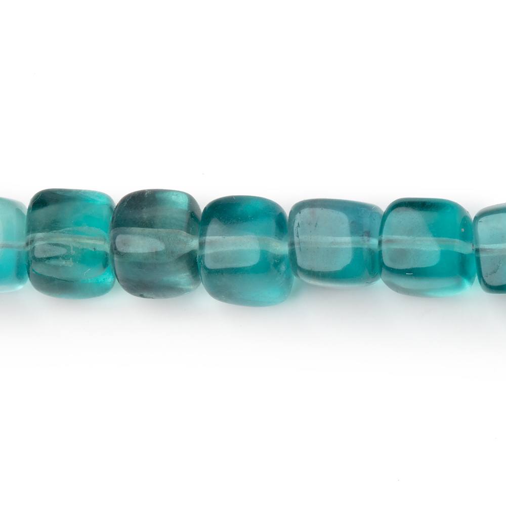 6-7mm Neon Teal Fluorite Plain Cube Beads 7.5 inch 27 pieces AA