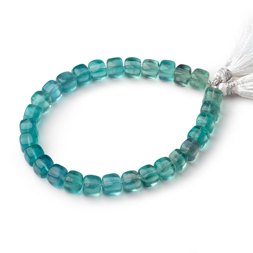 6-7mm Neon Teal Fluorite Plain Cube Beads 7.5 inch 27 pieces AA