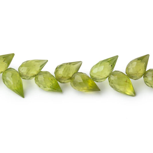 6-7mm Peridot Shoulder Drill Faceted Tear Drop 4 inch 22 Beads