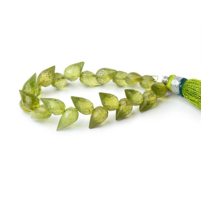 6-7mm Peridot Shoulder Drill Faceted Tear Drop 4 inch 22 Beads
