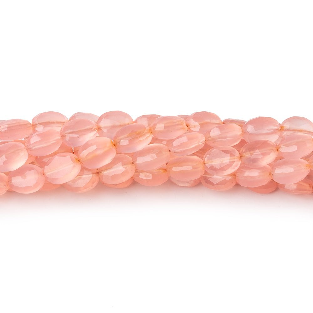 6-7mm Pink Chalcedony Faceted Oval Beads 12.5 inch 43 pieces