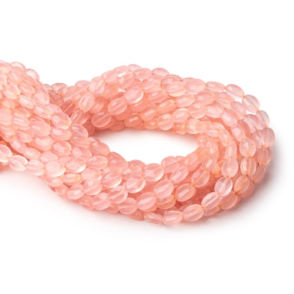 6-7mm Pink Chalcedony Faceted Oval Beads 12.5 inch 43 pieces