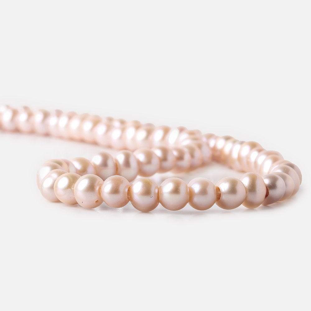 6-7mm Pink Ice Large Hole Off Round Freshwater Pearl 2.5mm drill hole, 15 inch, 75 pieces