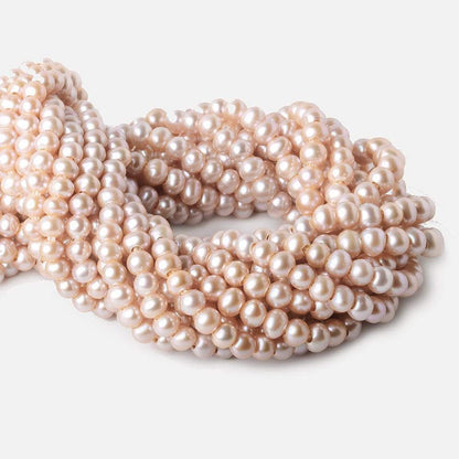 6-7mm Pink Ice Large Hole Off Round Freshwater Pearl 2.5mm drill hole, 15 inch, 75 pieces