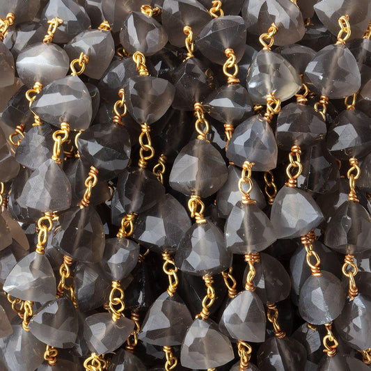 6-7mm Platinum Moonstone Faceted Trillions on Vermeil Chain by the Foot 25 beads
