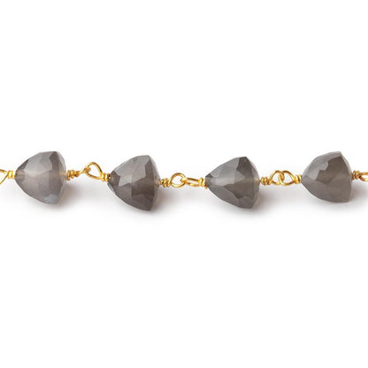 6-7mm Platinum Moonstone Faceted Trillions on Vermeil Chain by the Foot 25 beads