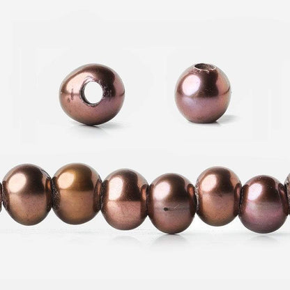 6-7mm Plum Large Hole Off Round Freshwater Pearl 2.5mm drill hole, 15 inch, 75 pieces