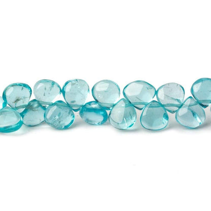 6-7mm Pool Blue Apatite Plain Heart Beads 8.5 inch 60 pieces