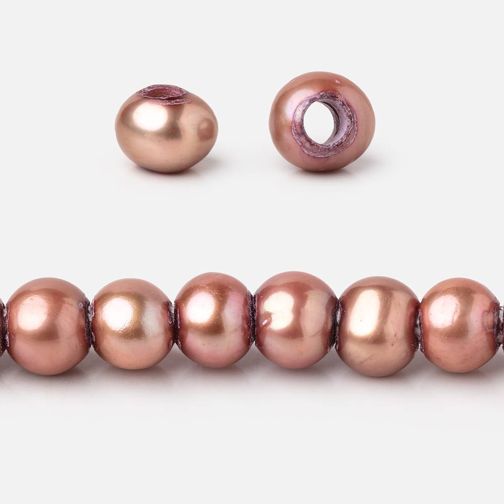 6-7mm Rosé Champagne Off Round Large Hole Freshwater Pearl 15 inch 75 pieces