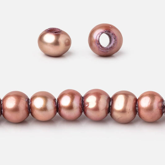 6-7mm Rosé Champagne Off Round Large Hole Freshwater Pearl 15 inch 75 pieces