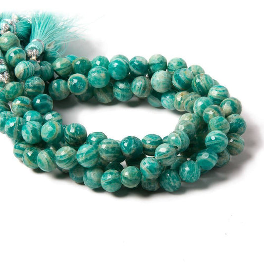 6-7mm Russian Amazonite faceted round beads 8 inch 31 pieces