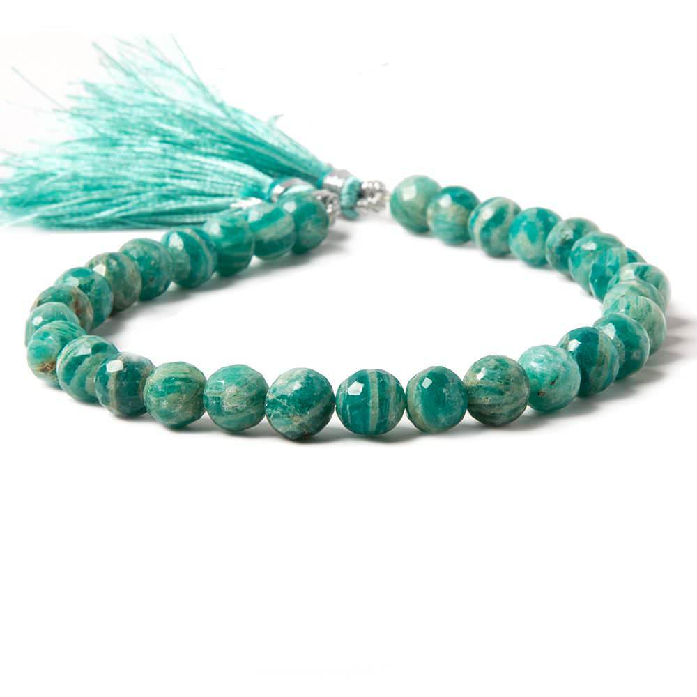 6-7mm Russian Amazonite faceted round beads 8 inch 31 pieces