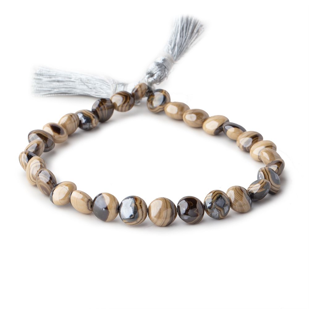 6-7mm Schalenblende Plain Coin Beads 8 inch 30 pieces AA rare