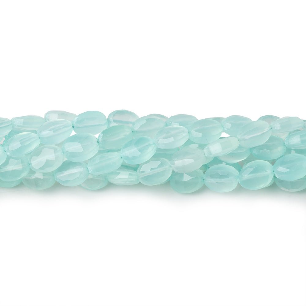 6-7mm Seafoam Blue Chalcedony Faceted Oval Beads 12.5 inch 43 pieces