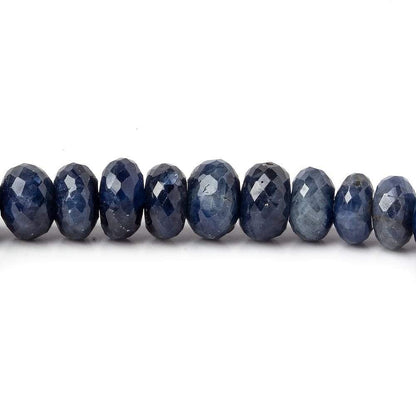 6-7mm Shaded Blue Sapphire faceted rondelle beads 8 inch 49 pieces