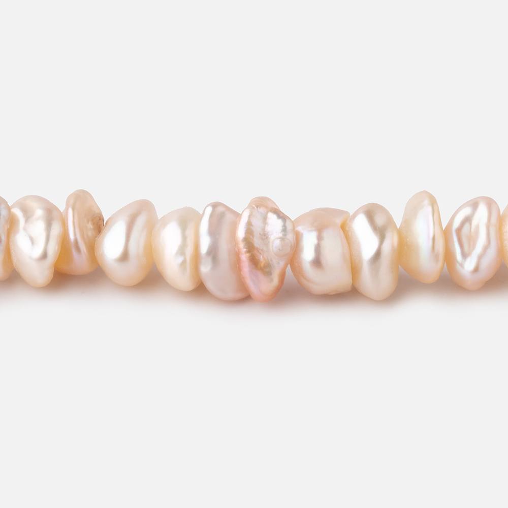 6-7mm Shades of Peach Center Drill Keshi Freshwater Pearls 15.5 inch 94 Beads