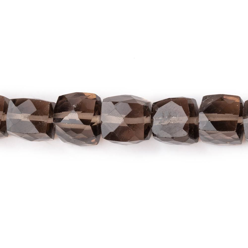 6-7mm Smoky Quartz Faceted Cube Beads 8 inch 30 pieces