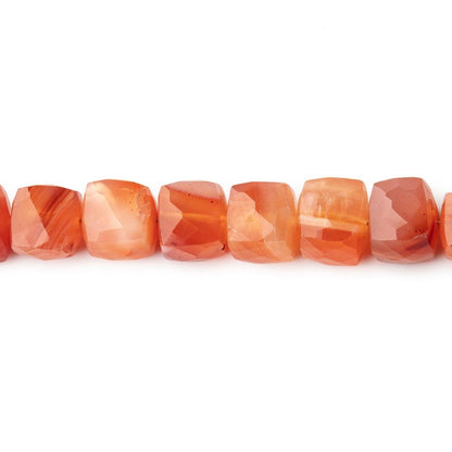 6-7xmm Carnelian Banded Agate faceted Cube beads 8 inch 28 pieces