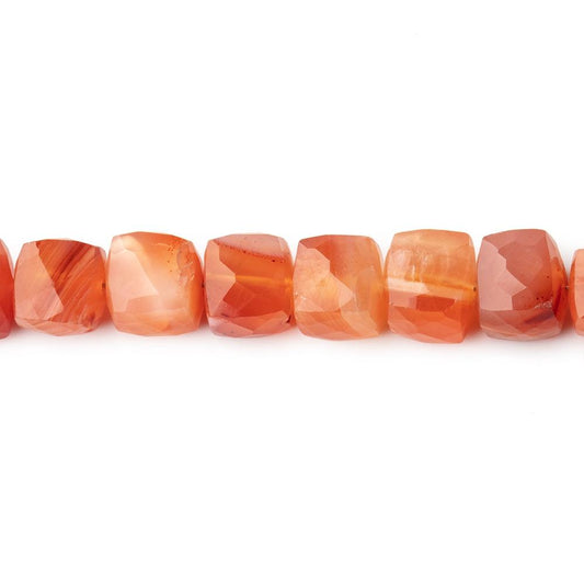 6-7xmm Carnelian Banded Agate faceted Cube beads 8 inch 28 pieces