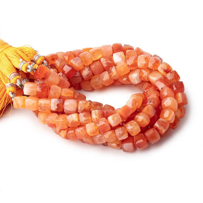 6-7xmm Carnelian Banded Agate faceted Cube beads 8 inch 28 pieces
