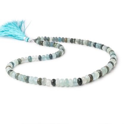 6-8.5mm Aquamarine & Moss Aquamarine Plain Rondelle 18 inch 98 Beads AA