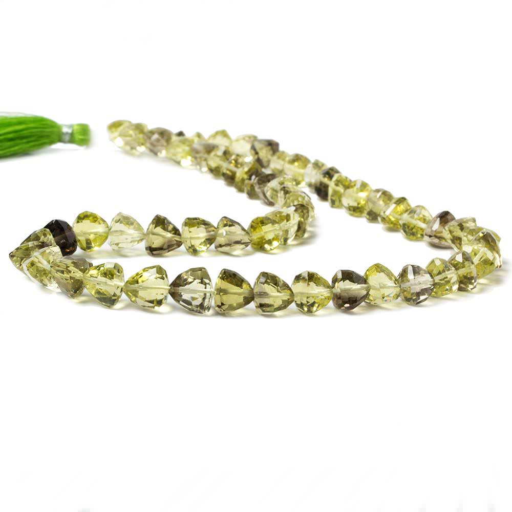 6-8mm BiColor & Lemon Quartz straight drill faceted trillions 15 in. 58  beads AA