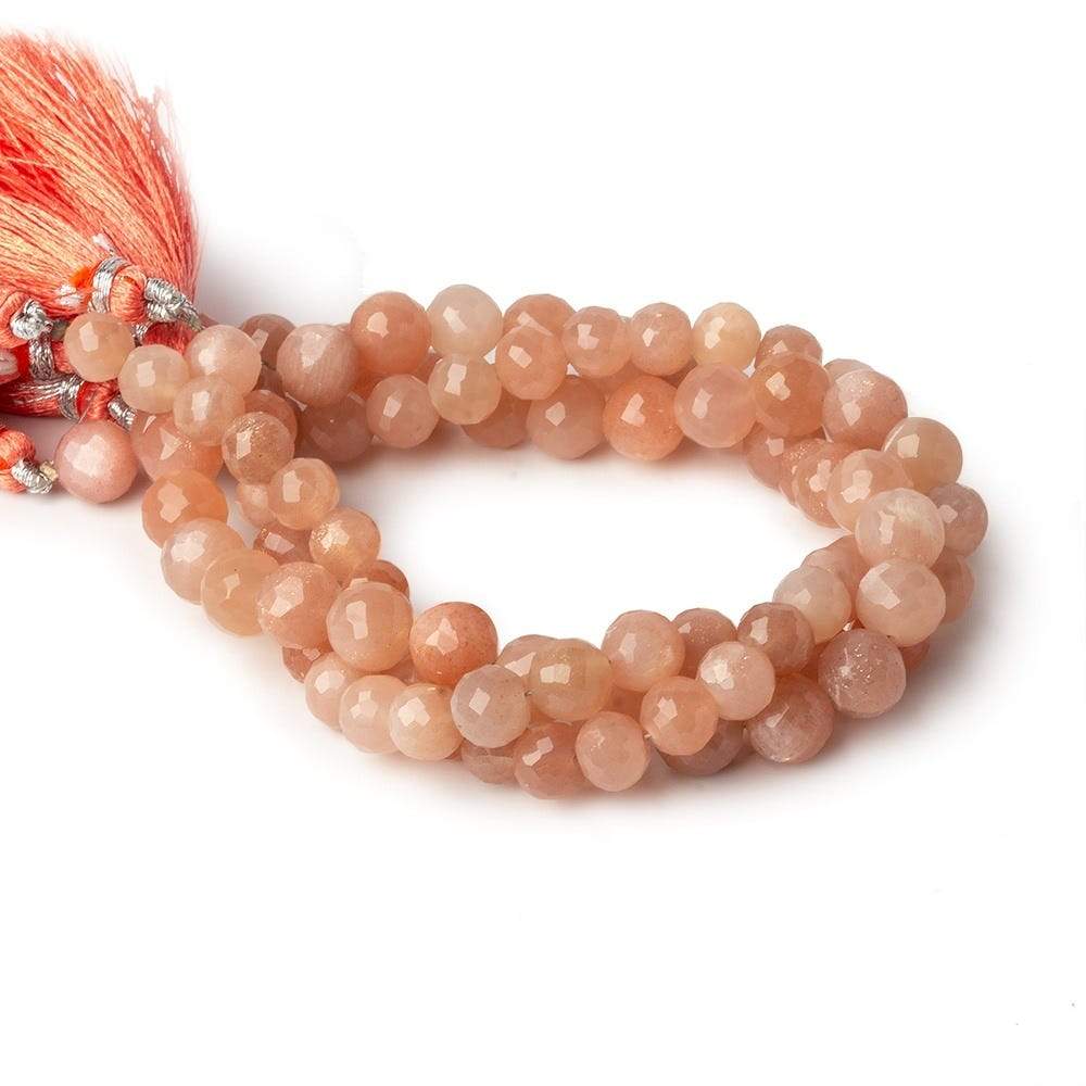 6-8mm Blush peach Moonstone faceted rounds Set of 3 strands 91 beads