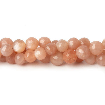 6-8mm Blush peach Moonstone faceted rounds Set of 3 strands 91 beads